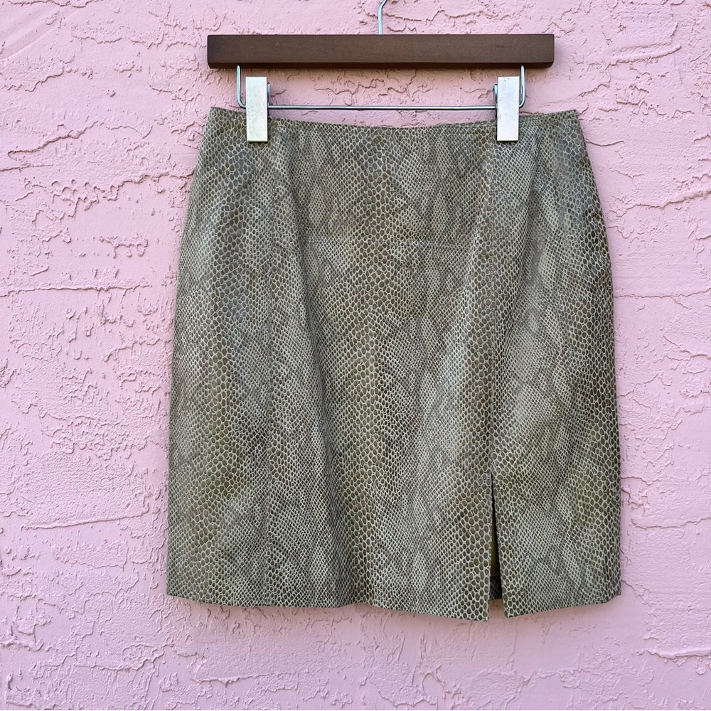 Paolo Santini Leather Skirt Animal Print Snake Embossed Womens Size 8